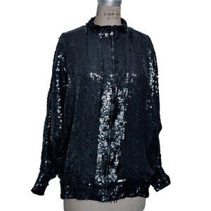 Vintage 80s Black Sequin Mark and John Blouse